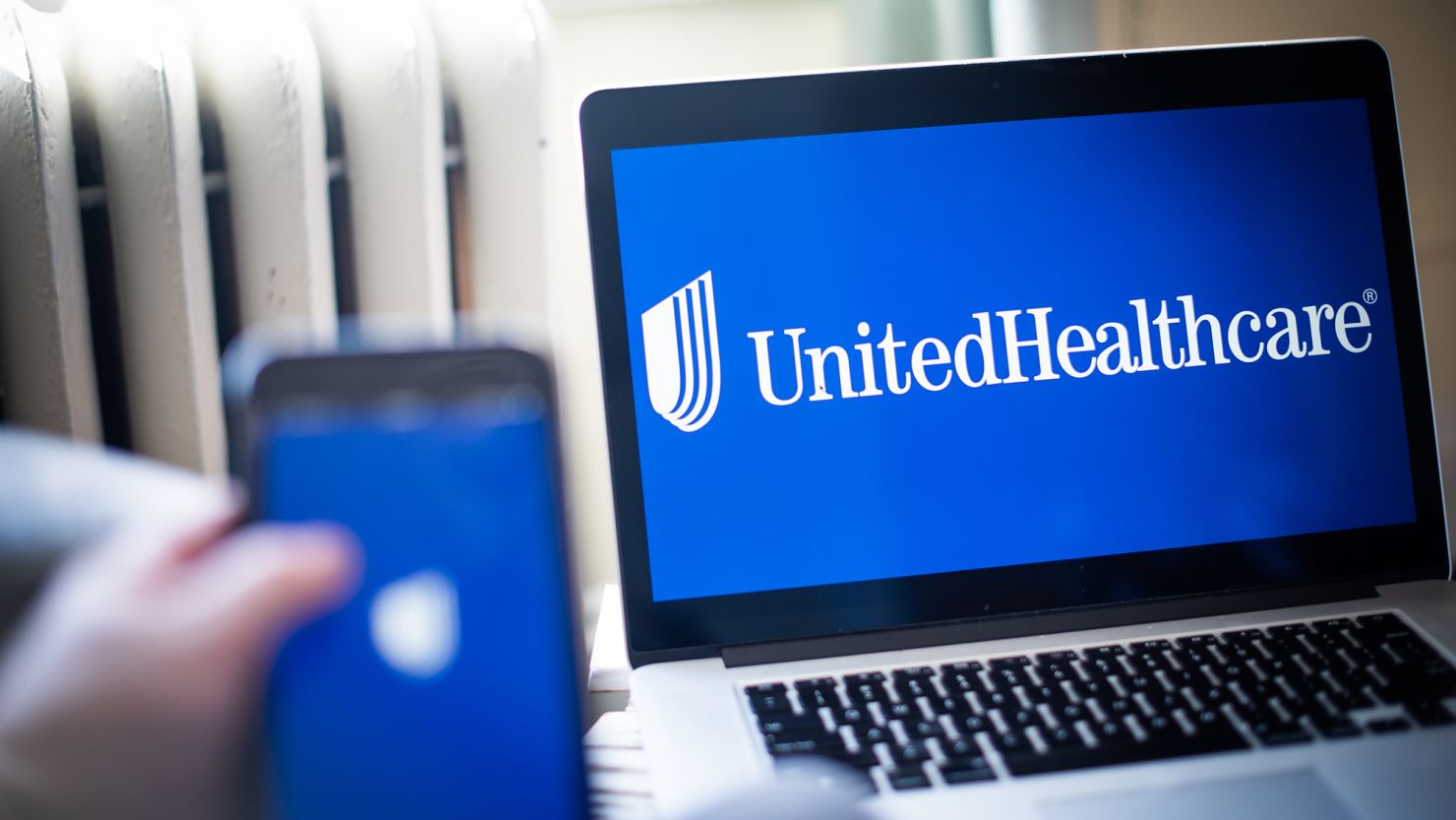 The United HealthCare Group Inc. logo on a laptop computer arranged in Hastings on Hudson, New York, U.S., on Saturday, Jan. 23, 2021.