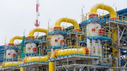 Filter separators at the Gazprom PJSC Slavyanskaya compressor station, the starting point of the Nord Stream 2 gas pipeline, in Ust-Luga, Russia, on Thursday, Jan. 28, 2021. Nord Stream 2 is a 1,230-kilometer (764-mile) gas pipeline that will double the capacity of the existing undersea route from Russian fields to Europe -- the original Nord Stream -- which opened in 2011. Photographer: Andrey Rudakov/Bloomberg via Getty Images