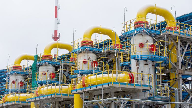 Filter separators at the Gazprom PJSC Slavyanskaya compressor station, the starting point of the Nord Stream 2 gas pipeline, in Ust-Luga, Russia, on Thursday, Jan. 28, 2021. Nord Stream 2 is a 1,230-kilometer (764-mile) gas pipeline that will double the capacity of the existing undersea route from Russian fields to Europe -- the original Nord Stream -- which opened in 2011. Photographer: Andrey Rudakov/Bloomberg via Getty Images