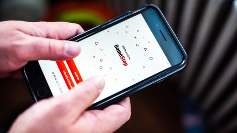 The GameStop Corp. app on a smartphone arranged in Hastings-On-Hudson, New York, U.S., on Friday, Jan. 29, 2021.