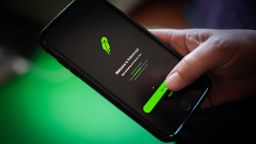 The Robinhood application is seen on a smartphone in Hastings-On-Hudson, New York, in January 2021.