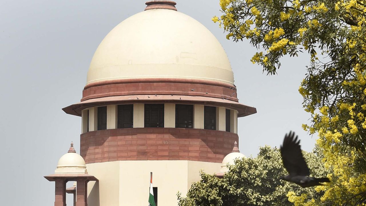 A view of the Supreme Court of India building, on March 21, 2021 in New Delhi, India.