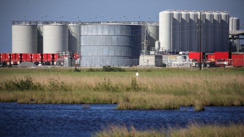 Fuel storage tanks at a Halliburton Co. facility in Port Fourchon, Louisiana.