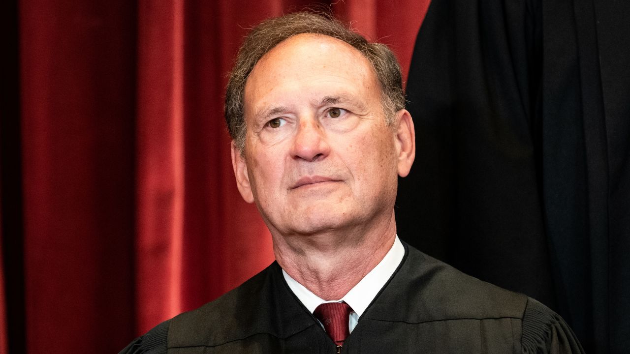 Associate Justice Samuel Alito sits during a group photo of the Justices at the Supreme Court in Washington, DC on April 23, 2021.