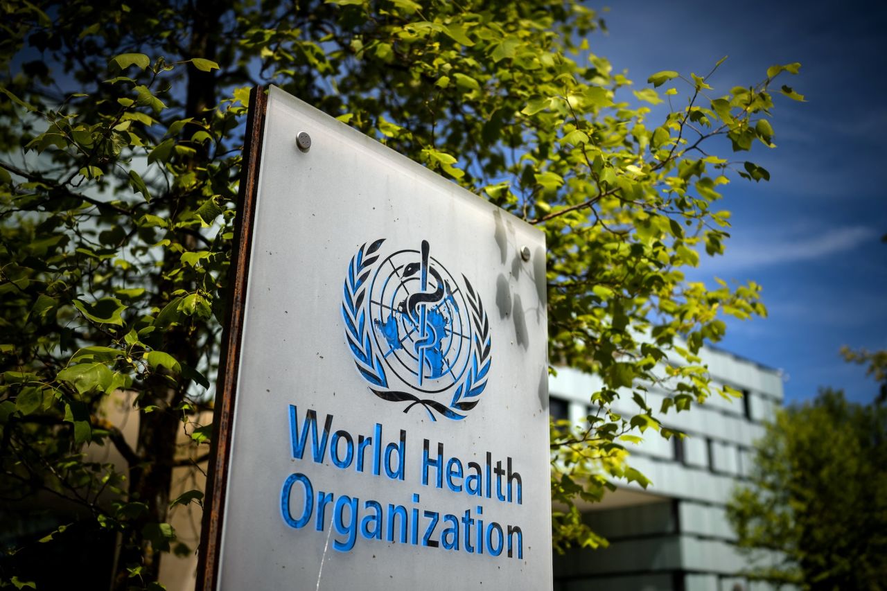 A sign outside the World Health Organization headquarters in Geneva is seen in 2021.