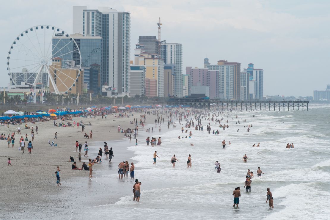 Crowds enjoy the water in Myrtle Beach, South Carolina, in 2021.