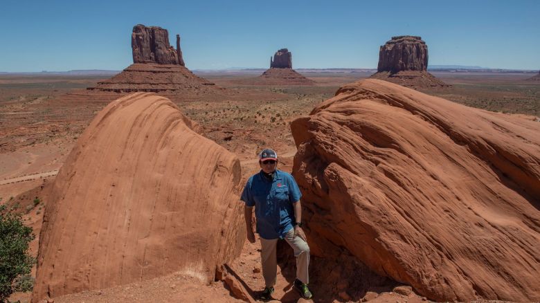 Then-President of the Navajo Nation Jonathan Nez stands in the Monument Valley Tribal Park, which was closed due to the Covid-19 pandemic, in Arizona on May 21, 2020.