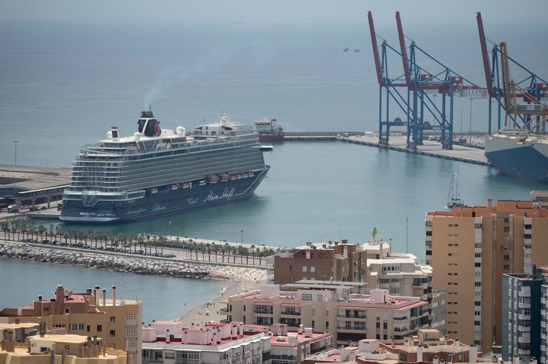 A Tui cruise ship in Malaga port in June 2021.