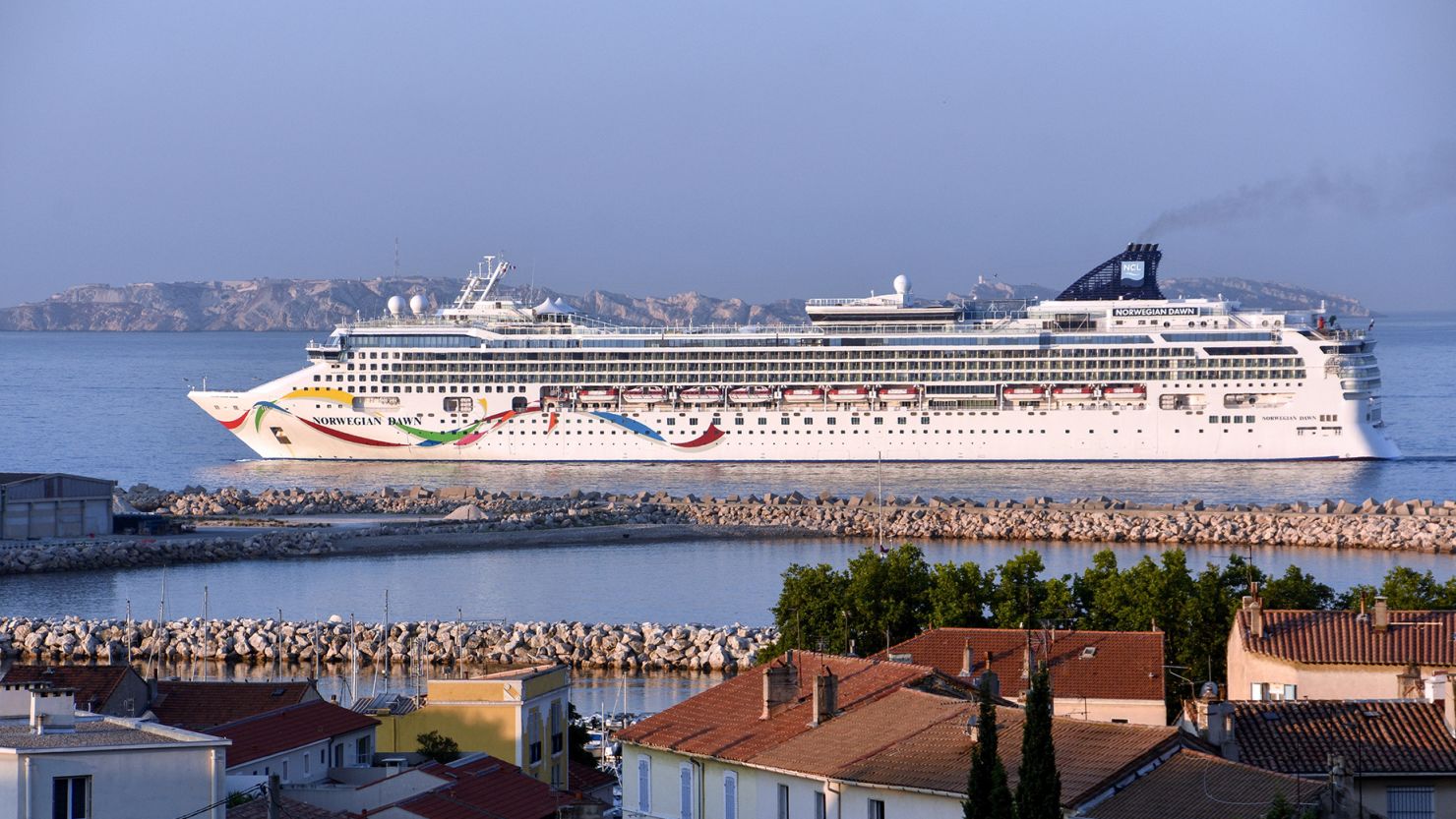 A Norwegian cruise ship arrives in the French Mediterranean port of Marseille in this 2021 file photo.
