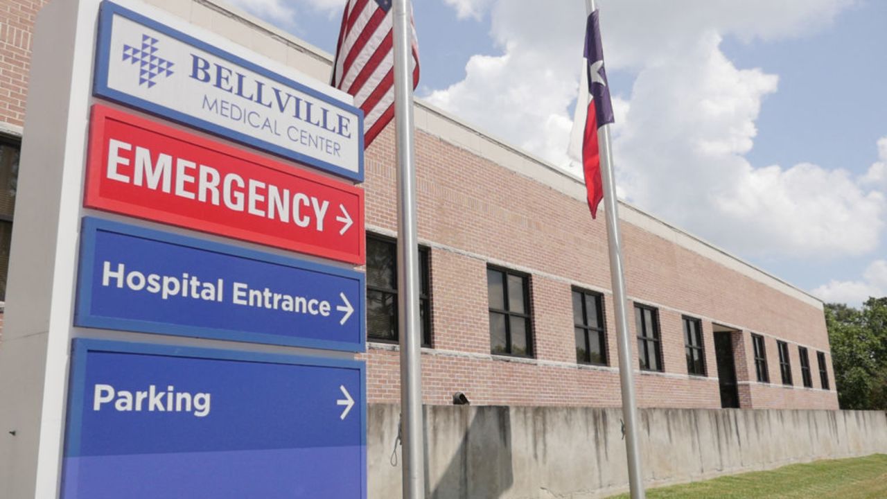 Signs direct to the entrance of the Bellville Medical Center, in Bellville, Texas, September 1, 2021. - Hospitals in Texas are overwhelmed due to record numbers of Covid-19 hospitalizations. In rural areas, the most seriously ill patients are stuck in facilities that are not equipped to handle them. Every day, one of them dies because they cannot find a place in a facility better suited to their needs. (Photo by Francois PICARD / AFP) (Photo by FRANCOIS PICARD/AFP via Getty Images)