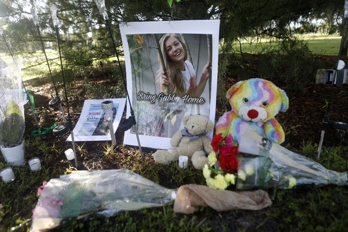 A makeshift memorial dedicated to  Petito is located near City Hall on September 20, 2021 in North Port, Florida.