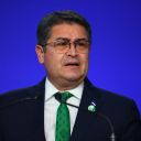 Hondura President Juan Orlando Hernández presents his national statement during day two of COP26 at SECC on November 1, 2021 in Glasgow, United Kingdom.