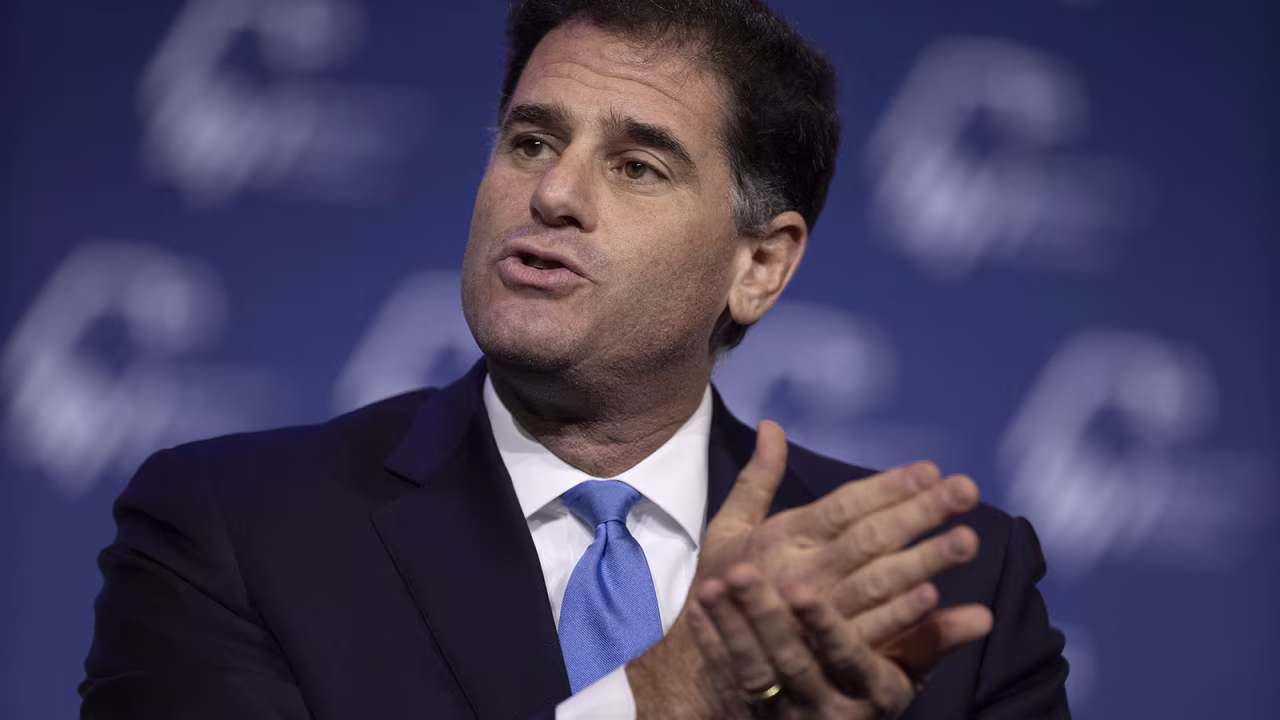 Ron Dermer  speaks during the Republican Jewish Coalition Annual Leadership Meeting in Las Vegas, Nevada,  on Saturday, November 6, 2021.