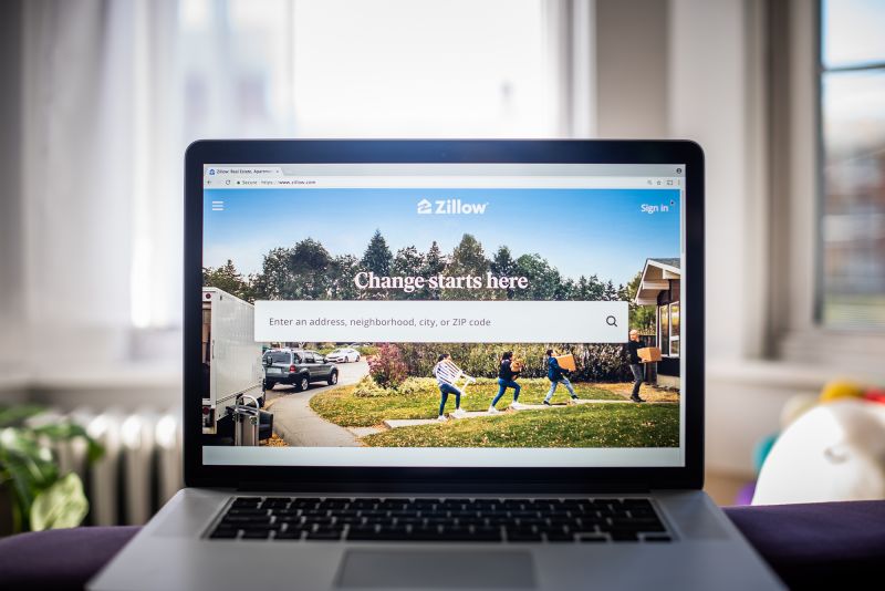 The Zillow website on a laptop computer arranged in Hastings on Hudson, New York, U.S., on Sunday, Nov. 7, 2021.