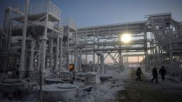 The Utrenneye natural gas field located in Russia's Arctic Circle, pictured in November 2021.