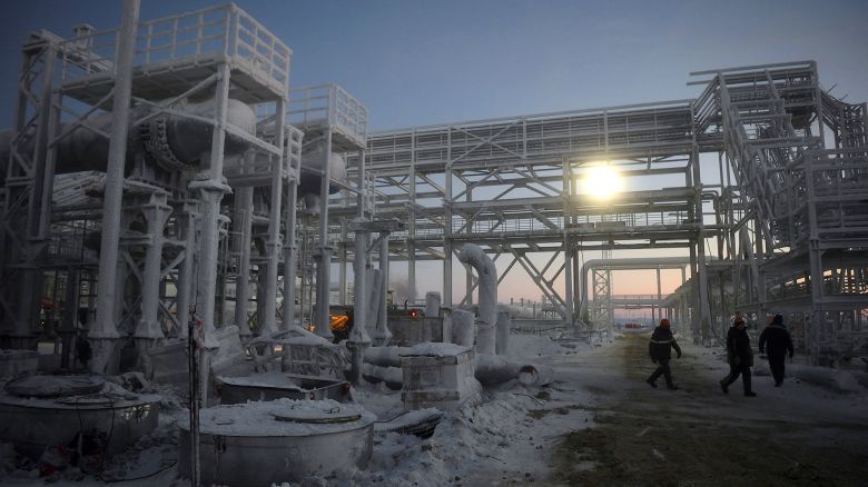 The Utrenneye natural gas field located in Russia's Arctic Circle, pictured in November 2021.