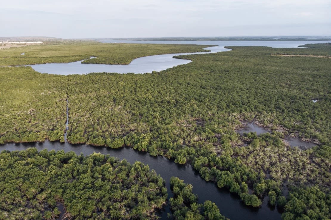 La desembocadura del río Congo, cerca de la ciudad de Muanda en la República Democrática del Congo, el 25 de octubre de 2021.