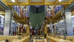 The A320 passenger plane assembly line at the Airbus factory in Hamburg, Germany, pictured on January 18, 2022.