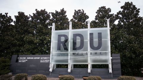 Raleigh-Durham International Airport (RDU) welcome signage in Morrisville, North Carolina, U.S., on Thursday, Jan. 20, 2022. For the third time in less than two months, the U.S. aviation system on Tuesday faced the threat of widespread flight disruptions over potential 5G interference, only to get a temporary reprieve. Photographer: Al Drago/Bloomberg via Getty Images