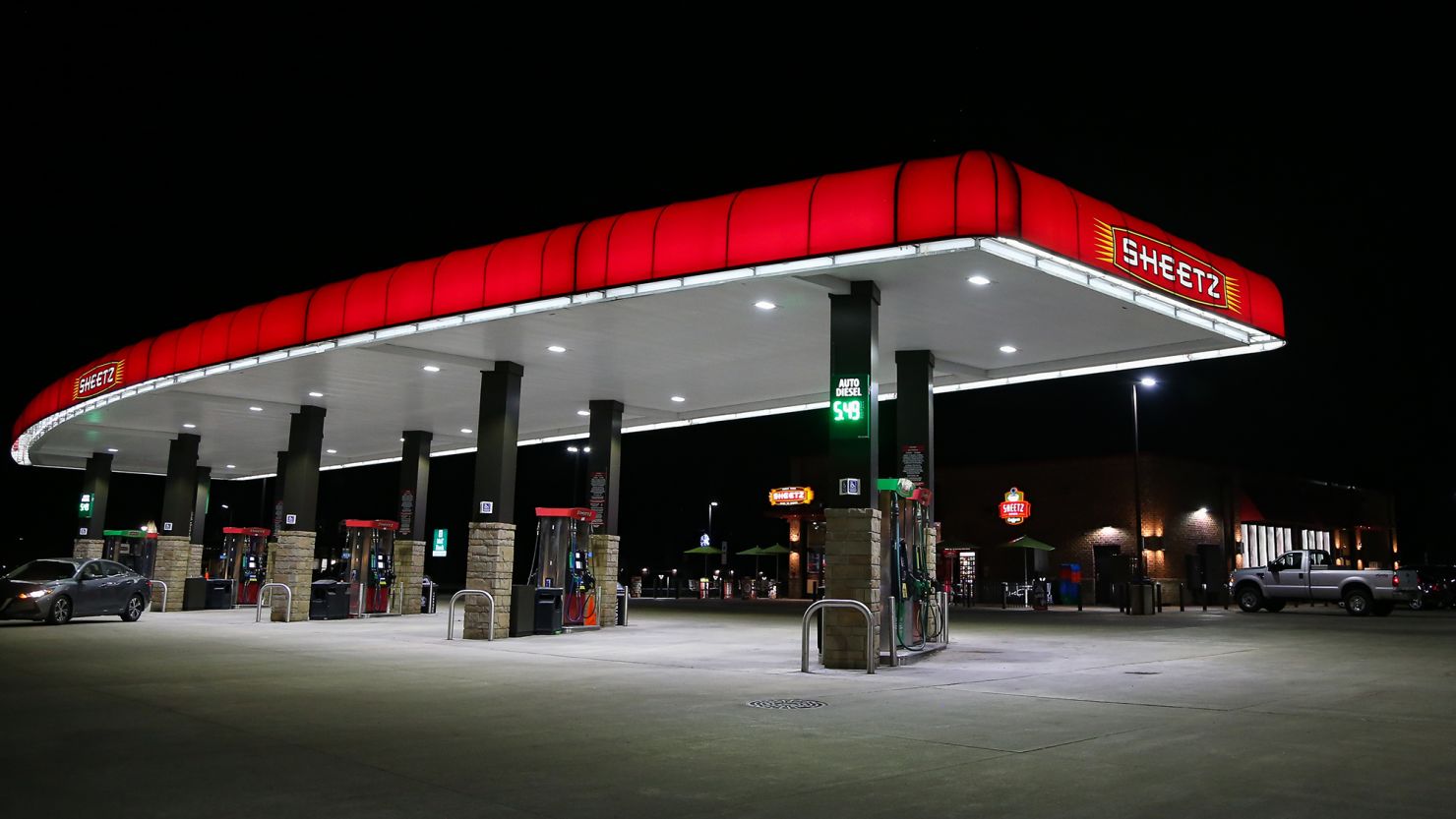Gas pumps are seen at a Sheetz gas station in Elysburg, Pennsylvania on March 8, 2022. According to a lawsuit filed by the US Equal Employment Opportunity Commission on Thursday, the company's criminal screening process disproportionately screened out Black, Native American and multiracial applicants.