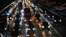 Cars, trucks, and sport utility vehicles (SUVs) drive on the 405 Freeway during rush hour traffic as oil and gasoline fuel prices experienced an increase on March 10, 2022 in Los Angeles, California.