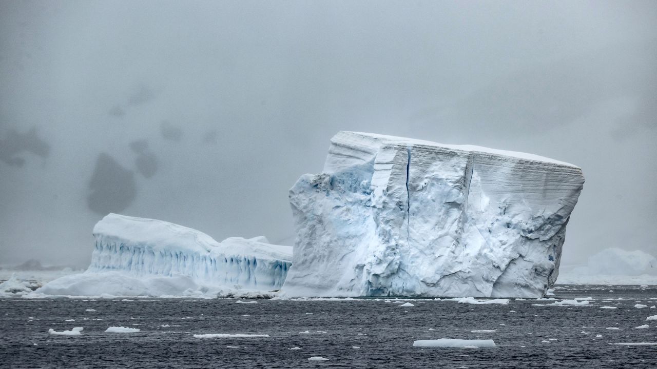 ANTARCTICA - FEBRUARY 07: The glaciers are seen as the floes melt due to global climate change in Antarctica on February 07, 2022. Turkish scientists, within the scope of the 6th National Antarctic Science Expedition, monitored the global climate change and followed the glaciers that provide the heat balance of the world and decrease every year. (Photo by Sebnem Coskun/Anadolu Agency via Getty Images)