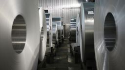 Aluminum coils in a cooling area at the Arconic manufacturing facility in Alcoa, Tennessee, U.S., on Wednesday, March 9, 2022.