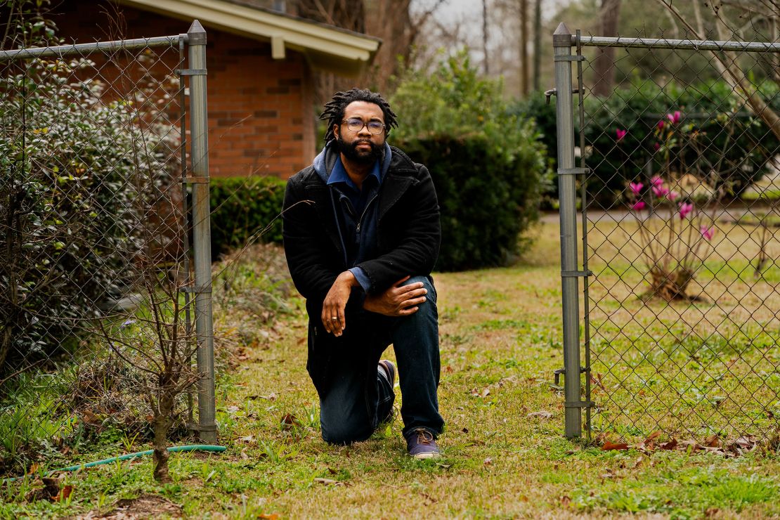 Evan Milligan appears outside of his home in Montgomery, Alabama, in February 2022. Milligan, a civil rights activist, was one of the lead plaintiffs in a case that went all the way to the US Supreme Court and upheld a key pillar of the 1965 Voting Rights Act.