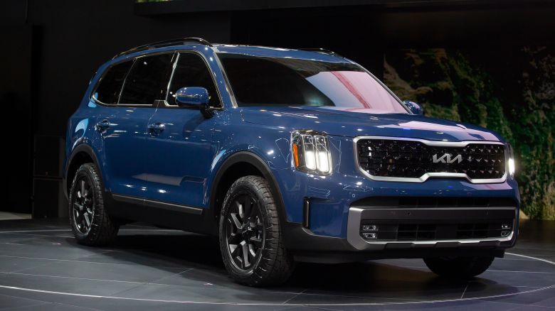 A Kia Telluride sports utility vehicle (SUV) is unveiled during the 2022 New York International Auto Show (NYIAS) in New York, U.S., on Wednesday, April 13, 2022. The NYIAS returns after being cancelled for two years due to the Covid-19 pandemic. Photographer: Michael Nagle/Bloomberg via Getty Images