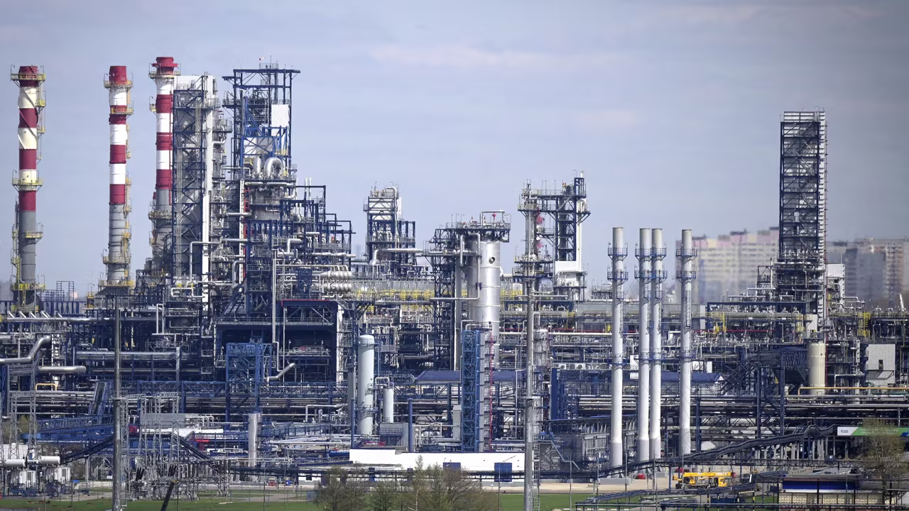 Gazprom Neft's Moscow oil refinery on the south-eastern outskirts of Moscow, Russia, on April 28, 2022.