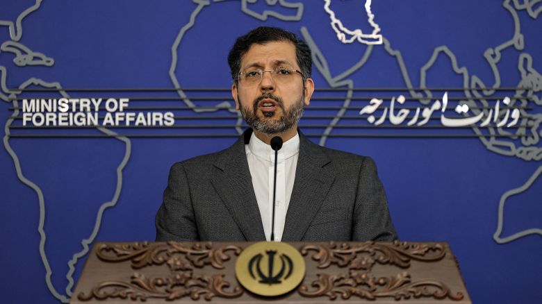 Iran's foreign ministry spokesman Saeed Khatibzadeh holds a press conference in Tehran on May 9, 2022.
