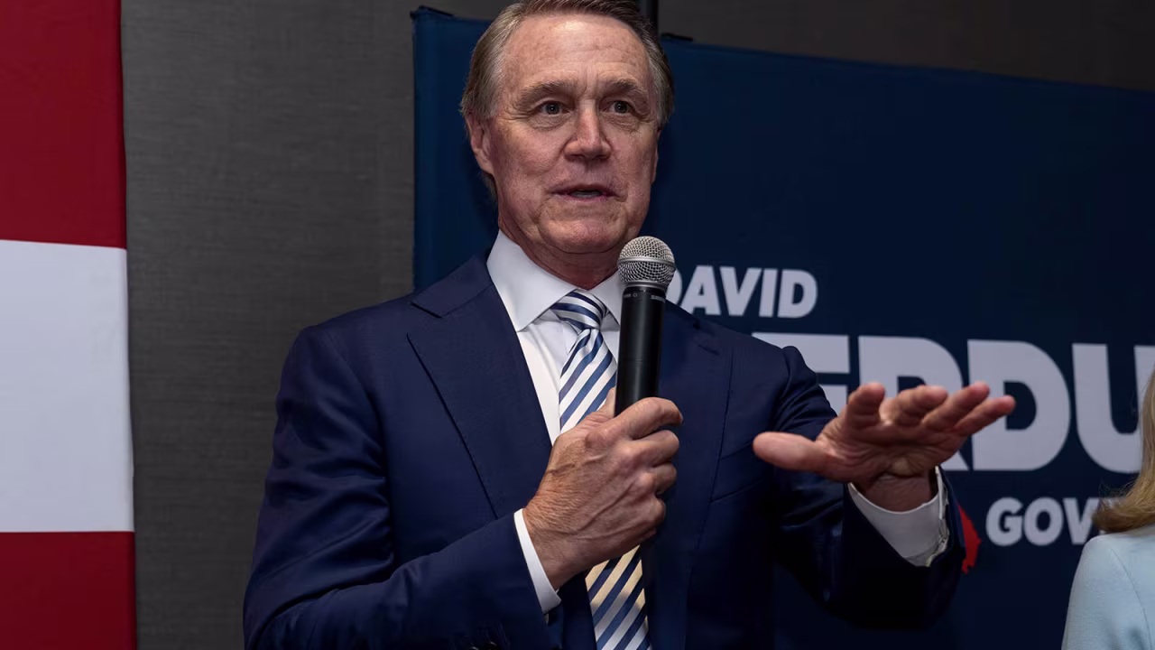 David Perdue speaks to supporters at an election-night event on May 24, 2022 in Atlanta, Georgia.