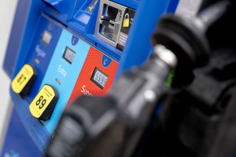 Gas prices are displayed on a gas pump at an Exxon gas station in Washington, DC, on May 24, 2022.