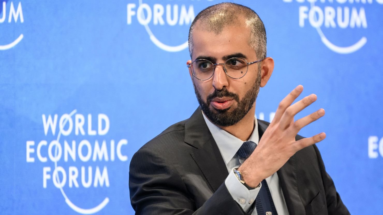 United Arab Emirates' AI minister Omar Al Olama speaks at the World Economic Forum annual meeting in Davos, Switzerland, on May 25, 2022.