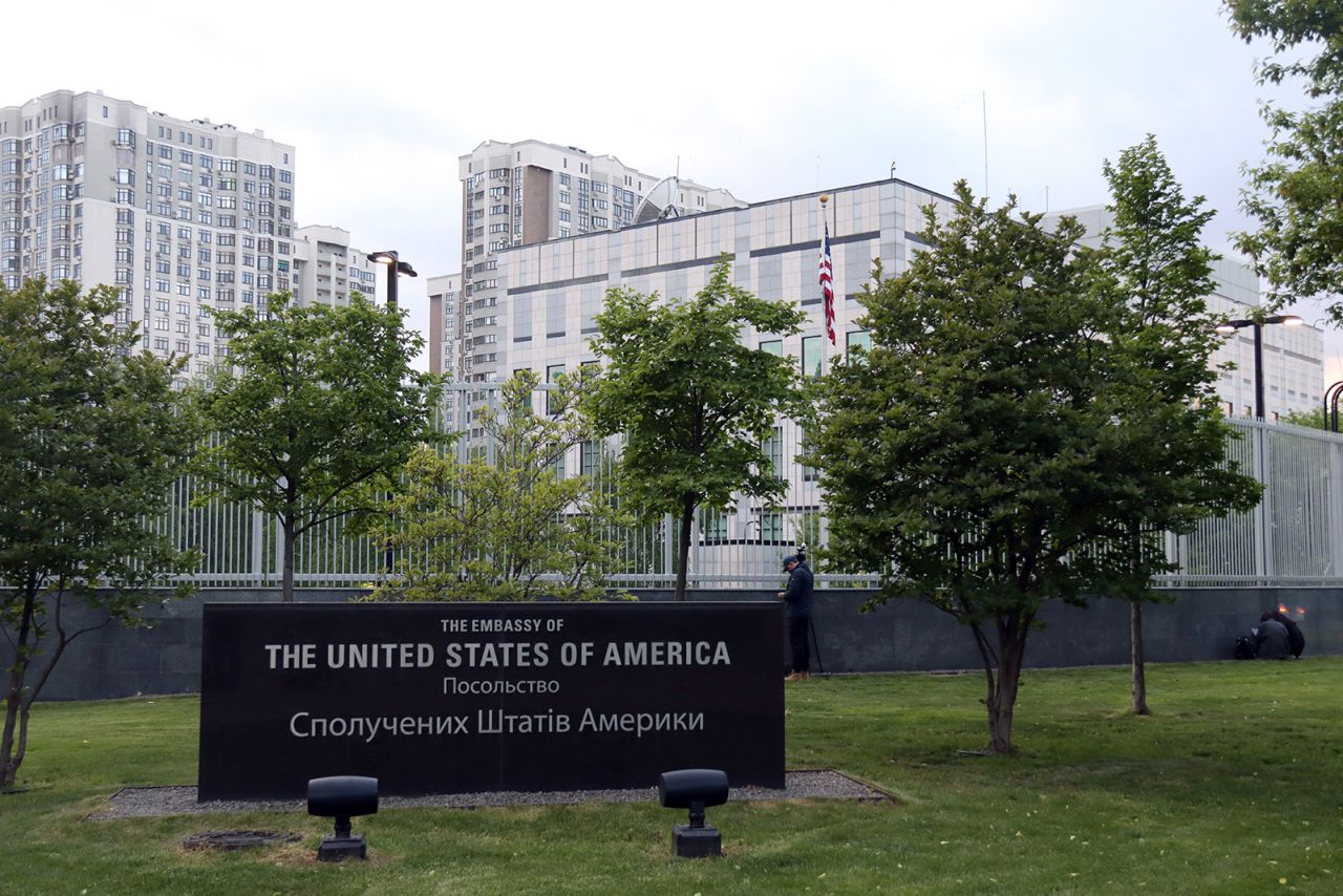 This picture shows the Embassy of the United States of America in Kyiv on May 18, 2022.