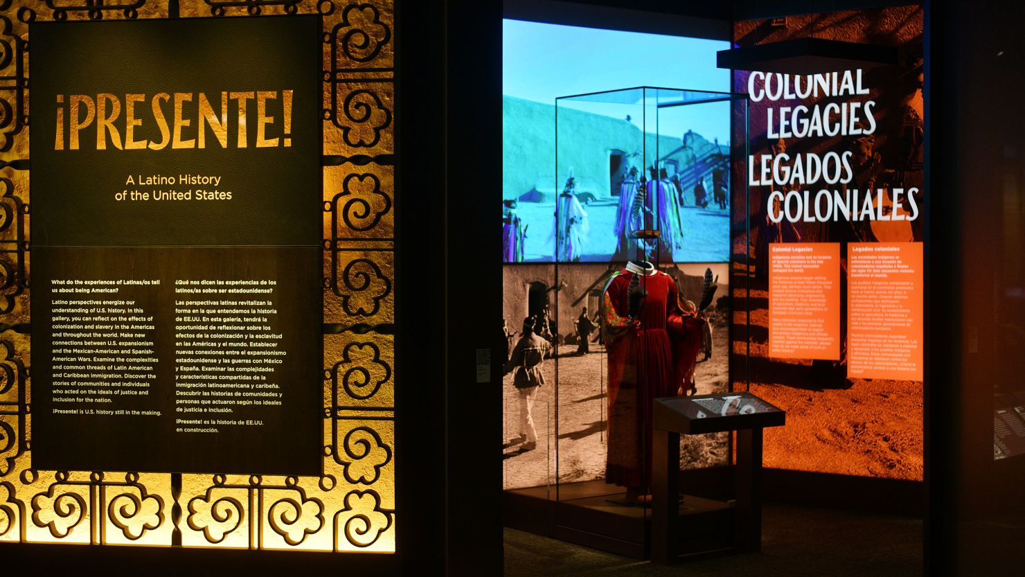 Parts of the American Latino exhibition of the National Museum are seen at the Molina Family Latino Gallery in Washington, DC.