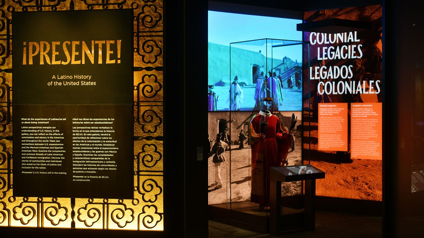 Parts of the American Latino exhibition of the National Museum are seen at the Molina Family Latino Gallery in Washington, D.C.