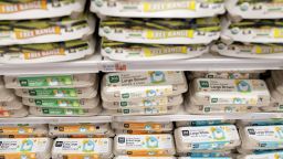Cartons of eggs are displayed in a grocery store in Washington, DC, on June 14, 2022. (Photo by Stefani Reynolds / AFP) (Photo by STEFANI REYNOLDS/AFP via Getty Images)