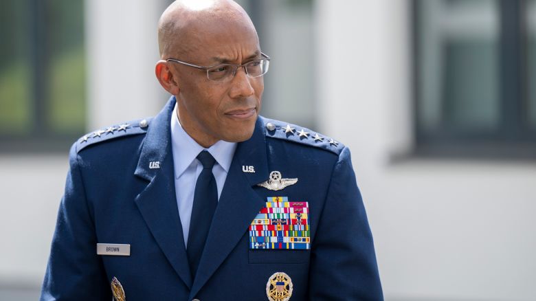 11 July 2022, Mecklemburg-Western Pomerania, Laage: Charles Quinton Brown Jr, U.S. general and chief of staff of the United States Air Force, photographed during his visit from Tactical Air Wing 73 ÇSteinhoffÈ. Photo: Monika Skolimowska/dpa (Photo by Monika Skolimowska/picture alliance via Getty Images)