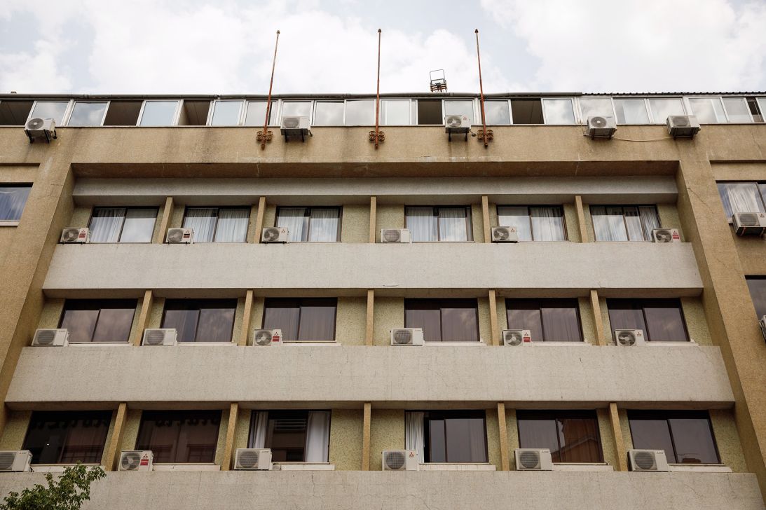 Air conditioning units on the exterior of a hotel during a heatwave in the Marques de Pombal district of Lisbon, Portugal, on Wednesday, July 13, 2022.