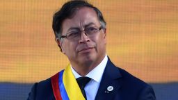 Colombia's new President Gustavo Petro delivers a speech after swearing in during his inauguration ceremony at Bolivar Square in Bogota, on August 7, 2022. (Photo by Juan BARRETO / AFP) (Photo by JUAN BARRETO/AFP via Getty Images)