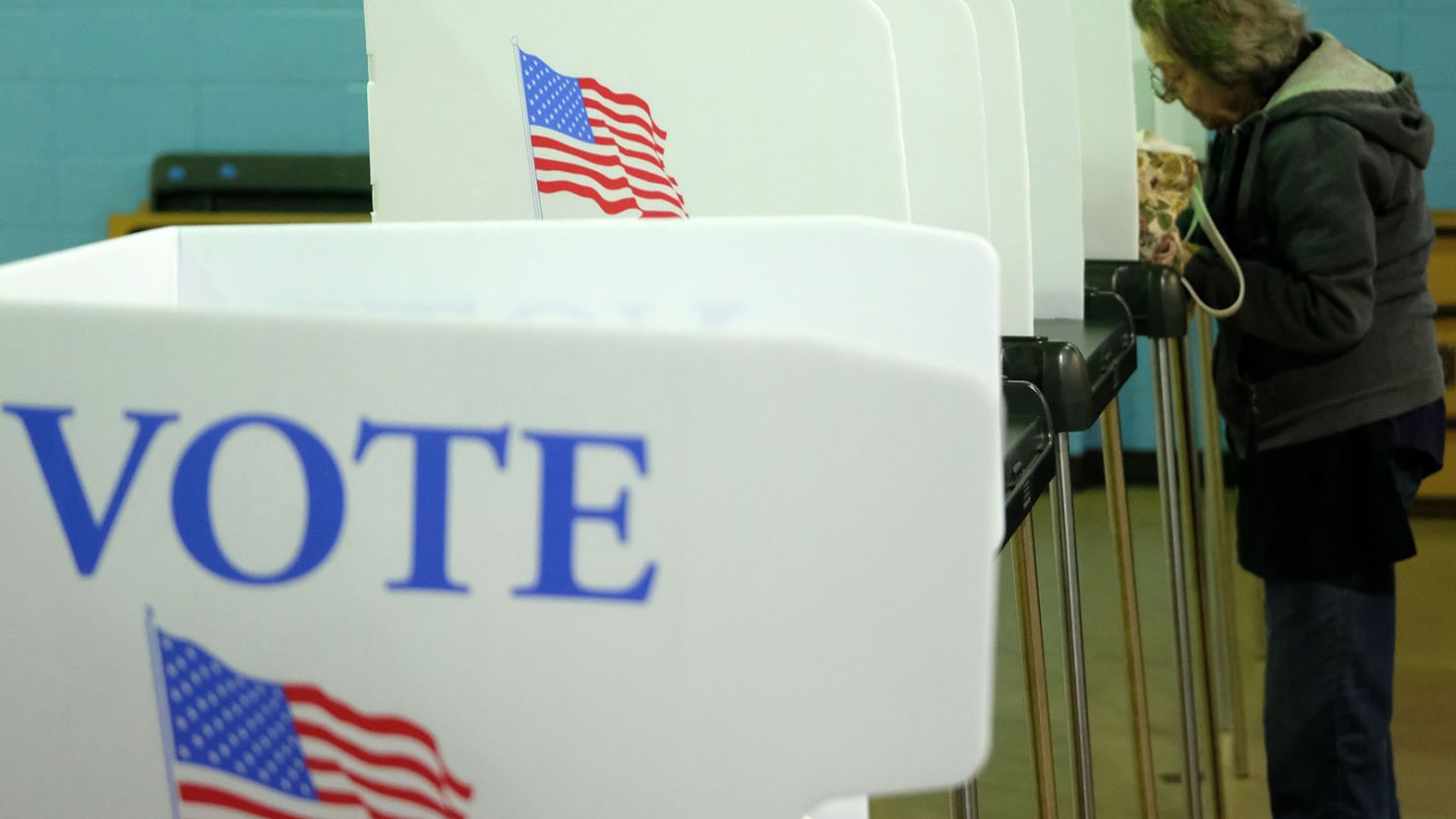 A voter fills out a ballot on Wisconsin's state primary day on August 9, 2022 at Concord Community Center in Sullivan.