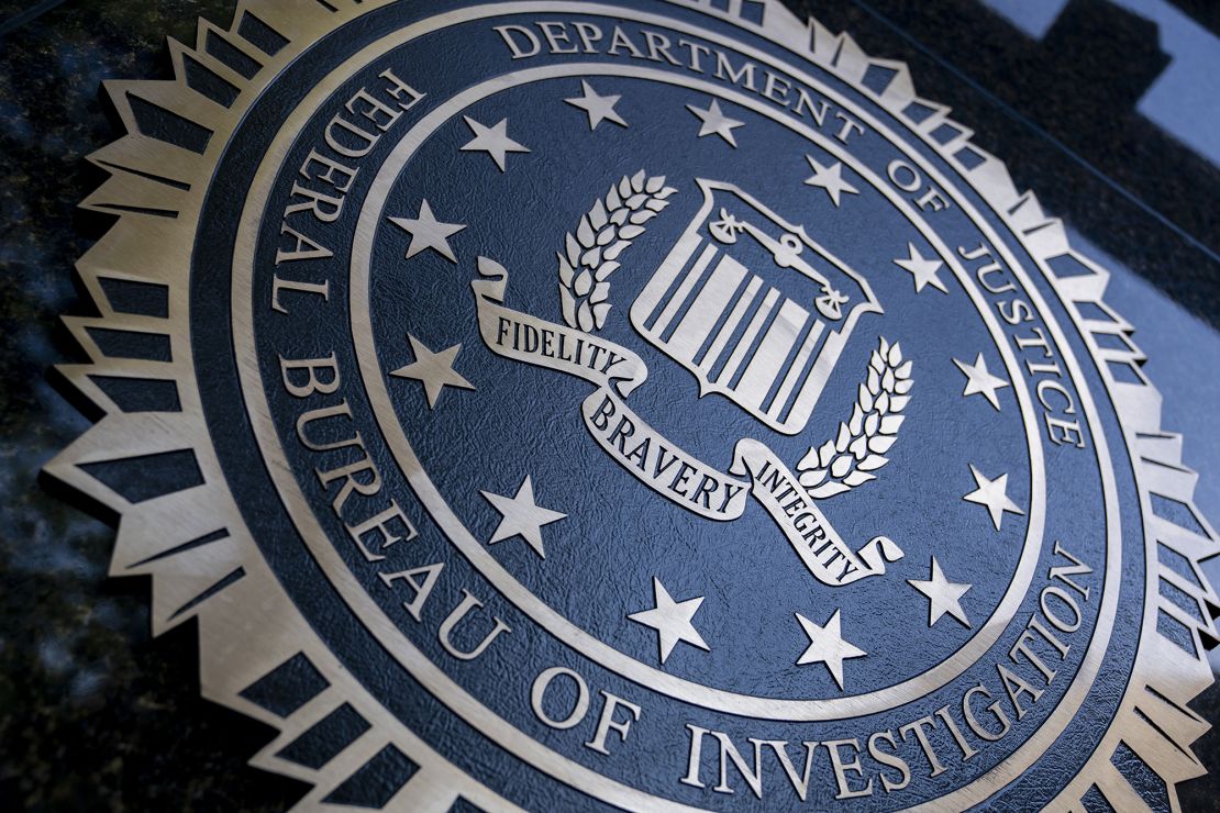 A FBI seal is displayed on the J. Edgar Hoover FBI building in Washington, DC, on August 9, 2022.