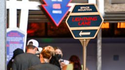 Anaheim, CA - August 10: Lightning Lane sign at Space Mountain in Tomorrowland at Disneyland in Anaheim, CA, on Wednesday, August 10, 2022. (Photo by Jeff Gritchen/MediaNews Group/Orange County Register via Getty Images)