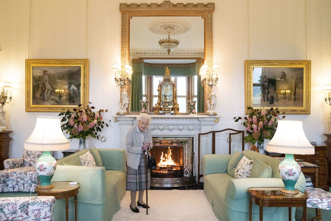 Queen Elizabeth II in the Drawing Room at Balmoral Castle on September 6, 2022 in Aberdeen, Scotland.
