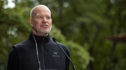 Chip Wilson, founder of Lululemon Athletica Inc., speaks during a news conference in Vancouver, British Columbia, Canada, on Thursday, Sept. 15, 2022. Wilson is making his biggest philanthropic gift ever --and one of the largest among Canadas ultra-rich -- to protect vast tracts of wilderness in the western part of the country.