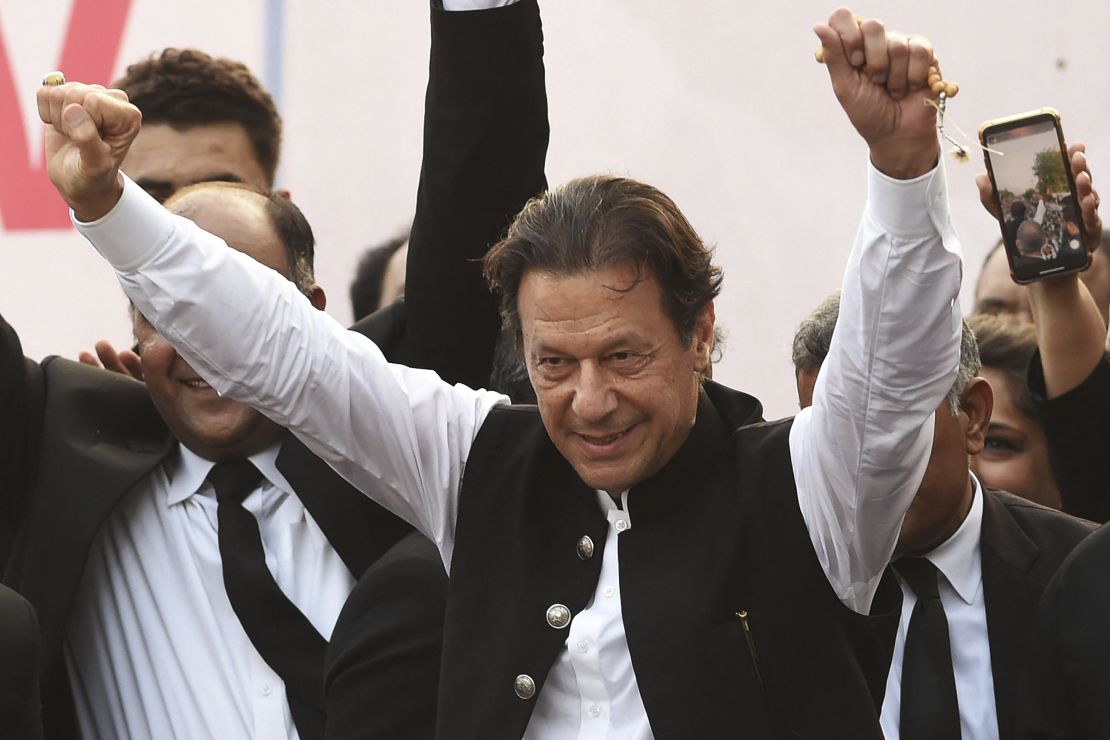 Pakistan's former Prime Minister Imran Khan attends a lawyers' convention in Lahore on September 21, 2022.