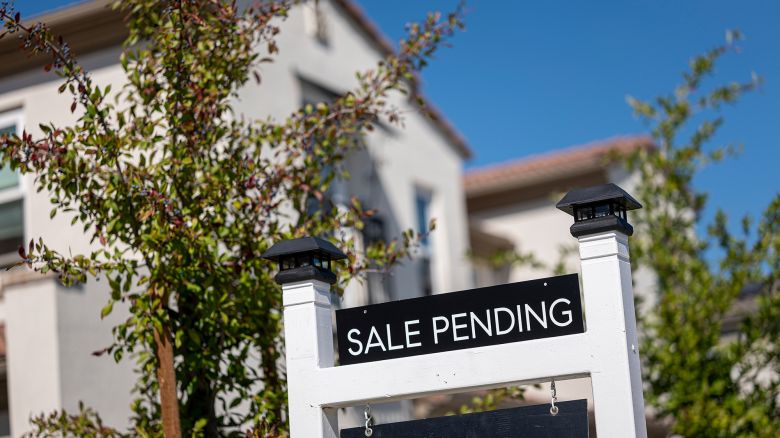 A "Sale Pending" sign outside a house in Morgan Hill, California, U.S., on Tuesday, Oct. 4, 2022.