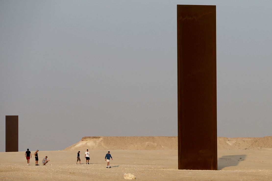 Two of the four steel slabs that Serra erected in Qatar as part of the 2014 installation "East-West/West-East."
