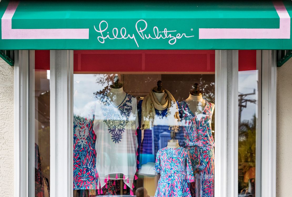 Palm Beach has been on the rise as a fashion destination in recent years. But the town (and its associated aesthetic) has become a topic of political conversation due to its association with Donald Trump and his Mar-a-Lago club. Pictured above, a Lilly Pulitzer store in Sarasota, Florida.